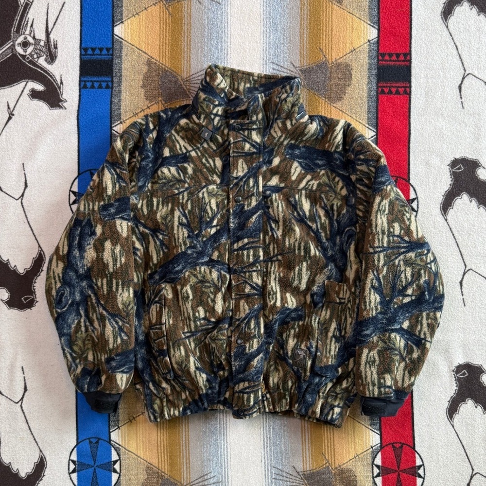 Browning Hydro Fleece Gore-Tex Camo Jacket Mens XL Tree Bark Hunting Bomber